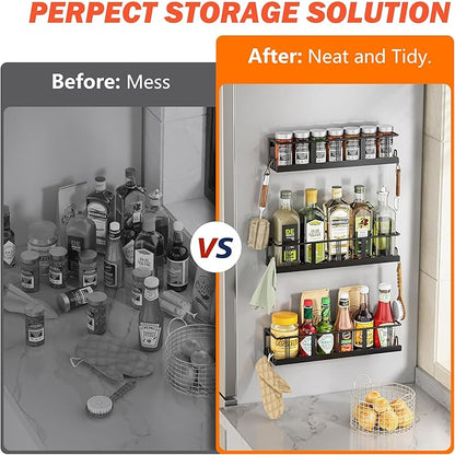 Bunoxea Spice Rack Wall Mounted 2 Pack, Space-Saving Spice Organizer for Spice Jars and Seasonings,Screw or Adhesive Hanging Spice Rack Organizer for Your Kitchen Cabinet,or Pantry Door