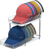 Gomyrod Hat Rack for Baseball Caps, 2-Tier Clear Hat Organizer for Closet Space Saving Hat Storage Holds up to 20 Caps, Pull-Out Cabinet Organiser with Track for Closet & Bedroom