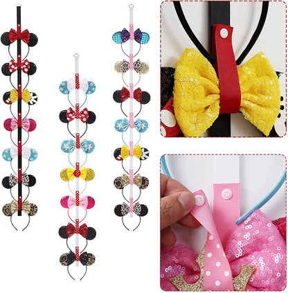 3Pcs Mouse Ears Headband Holder Headpiece Hanger Organizer Hair Accessories Storage Hanging Wall Display Decor