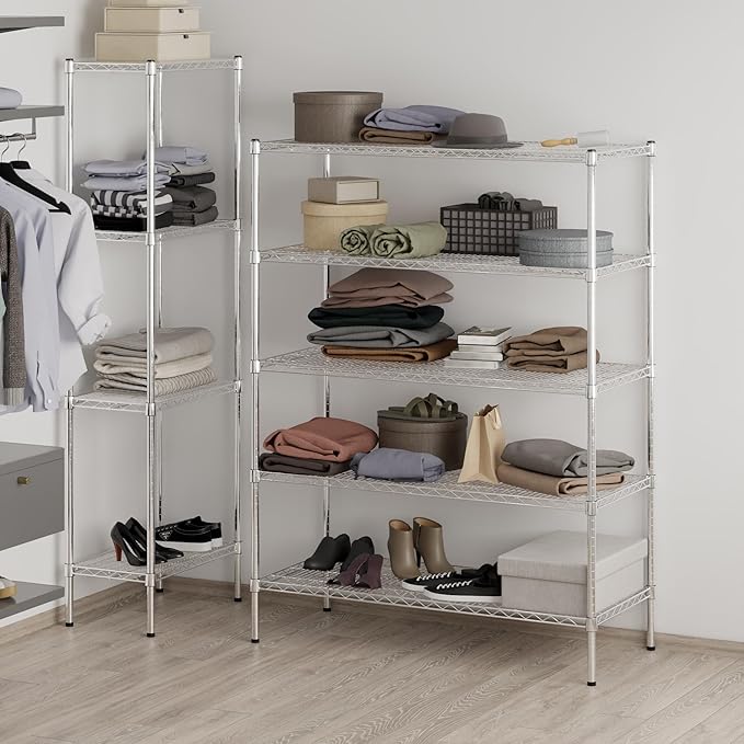 21" Deep x 48" Wide x 64" Height Wire Shelving Kit | 5-Tier | NSF Commercial Storage Rack Unit