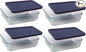 Pyrex 7211 6-Cup Glass Dish & 7211-PC Dark Blue Lid (4-Pack) - Made in USA