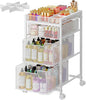 JKsmart Rolling Makeup Cart Organizer with 3 Drawers, Cosmetics Display with Dividers, Floor Skincare Storage with Wheels, Versatile Vanity Organizer for Nail Polish Perfume Brush Hair Tool, White