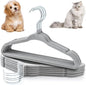 Weysat 12 Pcs Gray Dog Clothes Hangers 11'' Non-Slip & 360° Swivel Velvet Small Pet Hangers for Cats/Dogs with Rustproof Metal Hooks, Space-Saving for Home Storage & Grooming Salons Minimalism