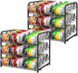 BTY Can Organizer for Pantry Stackable 2 Pack, Can Storage Organizer Rack Stacking Can Dispensers Small Space Holds up to 36 Cans for Pantry, Kitchen, Cabinet Black