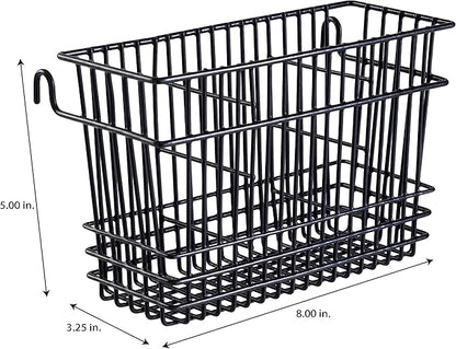 Kitchen Details Cutlery Basket | Hanging | Attach to Standard Dish Drying Rack | Utensil Caddy | Vinyl Coated | 3 Compartment | Black