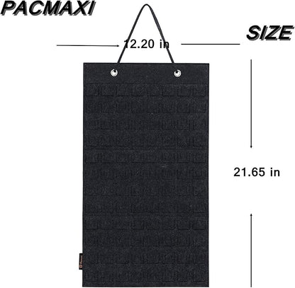 PACMAXI Hanging Brooch Pin Organizer, Display Pins Storage Case, Brooch Collection Storage Holder, Holds Up to 96 Pins.(Not Include Any Accessories) (S-96 Slots, Dark gray, Small)