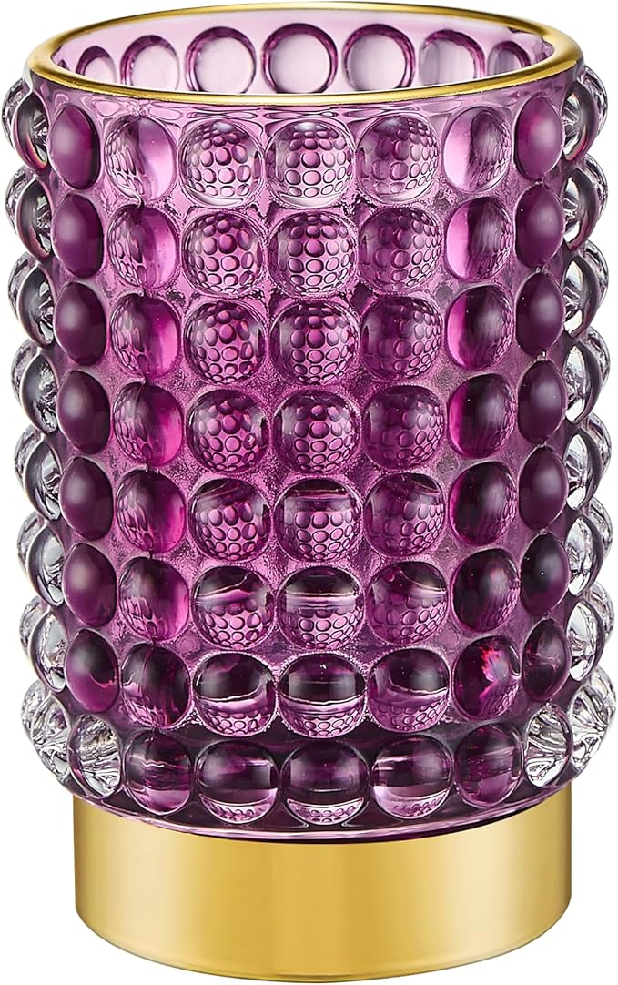 Makeup Brush Holder Organizer,Toothbrush Holders,Desk Pen Pencil Holder,Multifunctional Vintage Glass Brush Cup(A38-12-US/Purple/L)