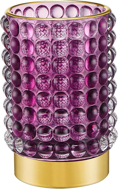 Makeup Brush Holder Organizer,Toothbrush Holders,Desk Pen Pencil Holder,Multifunctional Vintage Glass Brush Cup(A38-12-US/Purple/L)
