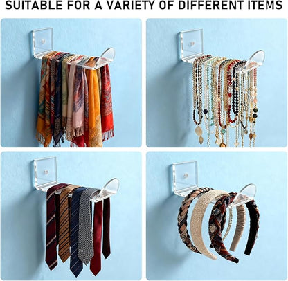 Headband Holder Wall Mount, 3-Pack Clear Acrylic Headband Organizer and Hair Tie Storage Rack, Wall-Mounted Display for Hair Accessories, Jewelry, Scarves for Women Girls