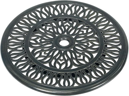 VIVIJASON 24" Cast Aluminum Lazy Susan Turntable, 360° Rotating Display Tray with Silent Bearings, Round Table Top Swivel Serving Plate with Umbrella Hole for Outdoor Dining Table, Elizabeth Style