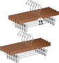 Quality Hangers Wooden Pants Hangers - 10-Pack Swivel Hook Cloth Hanger Set - Lotus Wood Skirt, Pant, Shorts and Slack Hangers with Adjustable Clip (Walnut - Chrome Hook, 10)