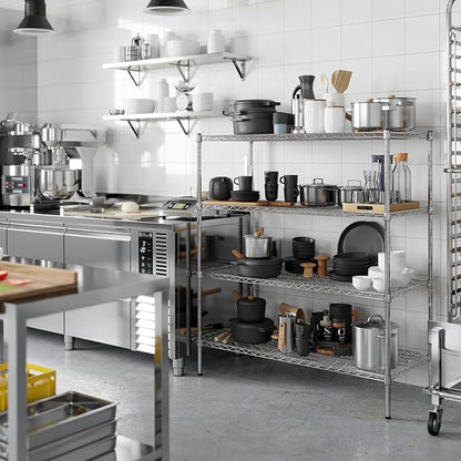 21" Deep x 48" Wide x 54" Height Wire Shelving Kit | 4-Tier | NSF Commercial Storage Rack Unit