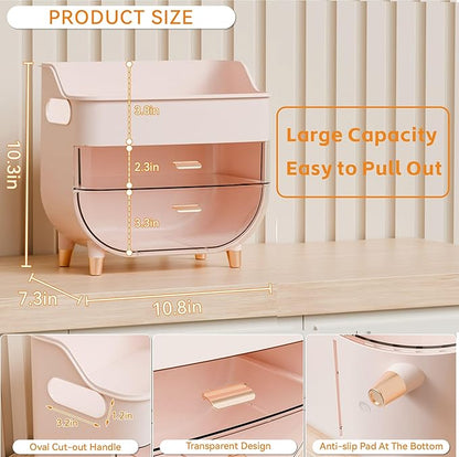Yieach Pink Make up Organizers for Counter,Vanity and Dresser,Bathroom Makeup Organizer Countertop,Large Makeup Storage Organizer for Hair Tool,Beauty Products,Skin Care and Cosmetic Display Cases