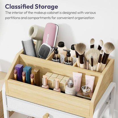 SWTYMIKI Rolling Makeup Organizer Cart - Floor Skincare Storage with Non-woven Drawers, Vanity Organizer Cosmetic Display Cases with Wheels, Cabinet for Skin Care Perfume Nail Polish Brush Hair Tool