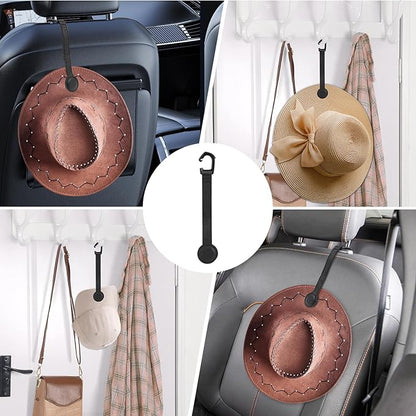 2 pcs Cowboy Hat Holder for Truck- Car Hats Organizer Accessories- Magnetic Clip Leather Hat Rack for Car- Headrest Hat Hanger Vehicle for Travel on Bag & Rack