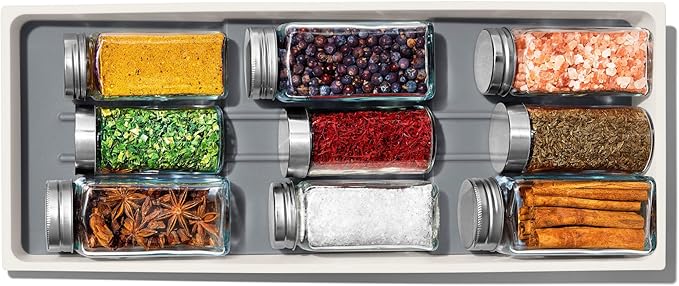 OXO Caddy, Spice Drawer Organizer, White | Good Grips | Compact | Pack of 4