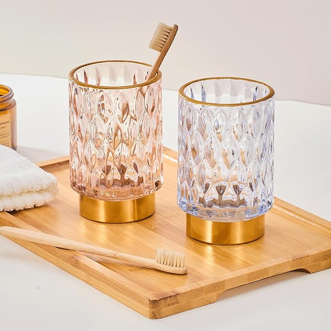 Makeup Brush Holder Organizer,Toothbrush Holders,Desk Pen Pencil Holder,Multifunctional Vintage Glass Brush Cup（A39-10-US）
