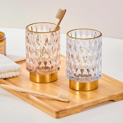 Makeup Brush Holder Organizer,Toothbrush Holders,Desk Pen Pencil Holder,Multifunctional Vintage Glass Brush Cup（A39-10-US）