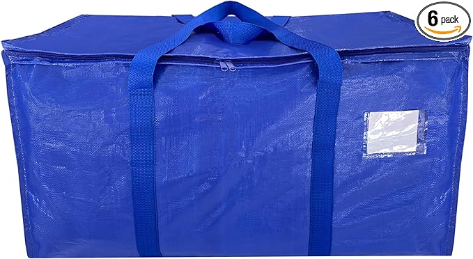 Heavy Duty Moving Bags, 6-Pack, Alternative To Moving Boxes, Heavy Duty Zipper Storage Bags, Foldable Packing Bags For Traveling, Storage Totes, Bedroom Closet