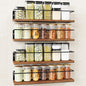 Spice Rack Self-Adhesive or drilling, Rustic Style Hanging Spice Rack, Spice Organization for Cabinet Door or Wall Mount, Over The Stove, Kitchen Wall, 4-Pack