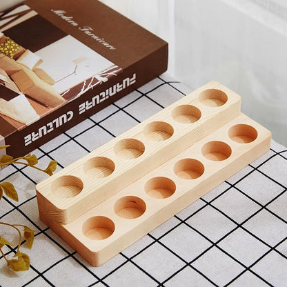 2 Pack 2-Tier Slanted Wooden Essential Oil Organizer - Perfume/Nail Polish Display Stand, Sturdy Space-Saving Countertop Rack for Small Cosmetics & Clear View