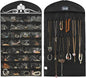 MISSLO Jewelry Hanging Non-Woven Organizer Holder 32 Pockets 18 Hook and Loops - Black