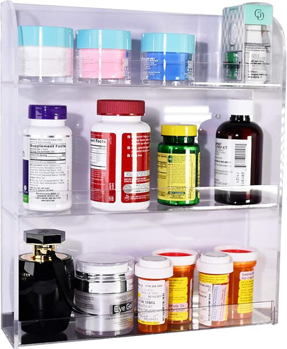 AMT Acrylic Nail Polish Racks for the Wall. CLEAR Nail Polish Display. Essential Oils Organizer. Holds up to 48 Bottles. Plus a Microfiber Cloth for Cleaning Purposes (3 Tier- 48)