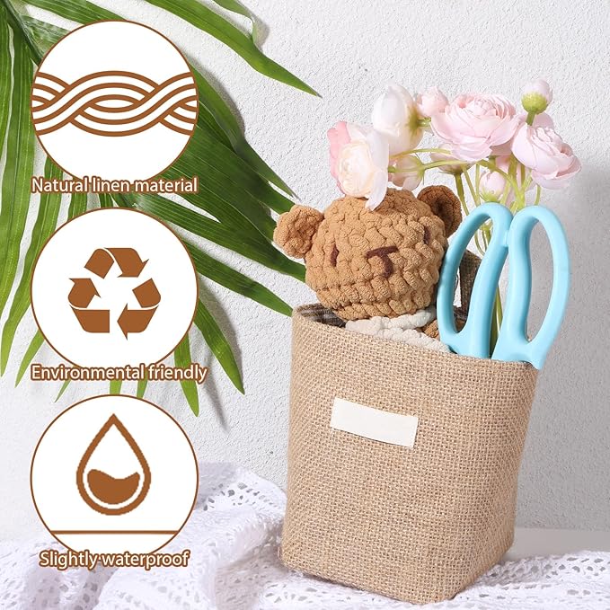 Small Hanging Basket, Small Wall Basket Cotton and Linen Hanging Storage Foldable Baskets for Desktop, Ideal for Organizing Keys and Miscellaneous Items Family Organizer Box