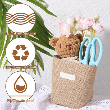 Small Hanging Basket, Small Wall Basket Cotton and Linen Hanging Storage Foldable Baskets for Desktop, Ideal for Organizing Keys and Miscellaneous Items Family Organizer Box