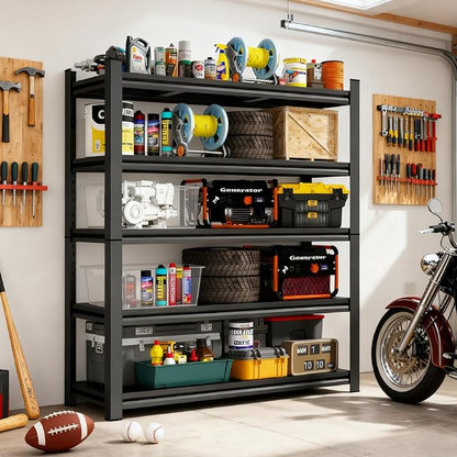 71''H Garage Shelving Heavy Duty 5-Tier Adjustable Storage Shelves Unit, Metal Utility Rack Shelf for Industries, Warehouses, Basement,Black