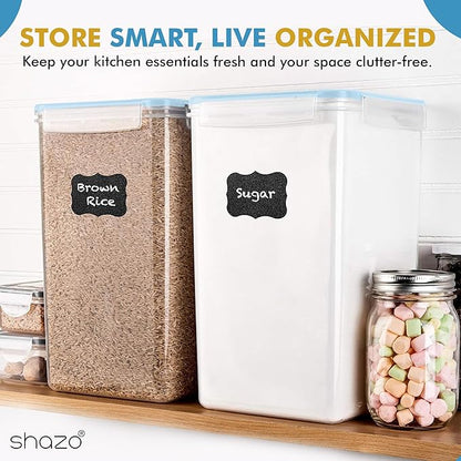 Shazo 2 PC (9.5L | 321 Oz) Extra Large Bulk Food Storage Containers with Airtight Lids for Flour, Sugar, Rice, Cereal & Pasta - Leakproof, BPA-Free Plastic Canisters for Kitchen & Pantry Organization