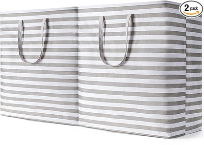 BOOMIBOO 2-Pack Large Laundry Basket,Waterproof Freestanding Laundry Hamper,Collapsible Clothes Basket with Easy Carry Handles in Laundry Room Bathroom Bedroom Dorm,Grey,100L