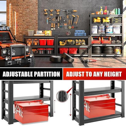 Garage Shelving 3000LBS Heavy Duty Shelving Units and Storage Shelves Adjustable 5 Tier Metal Shelving for Kitchen,Utility Room and Basement, 16" Dx45 Wx62 H, Black
