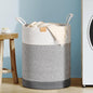 Nunsino Laundry Hamper 62L,Large Laundry Basket for Clothes,Decorative Storage Basket for Blankets,Cotton Rope Woven basket for bedroom,Grey White