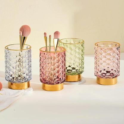 Makeup Brush Holder Organizer,Toothbrush Holders,Desk Pen Pencil Holder,Multifunctional Vintage Glass Brush Cup（A46-9-US）