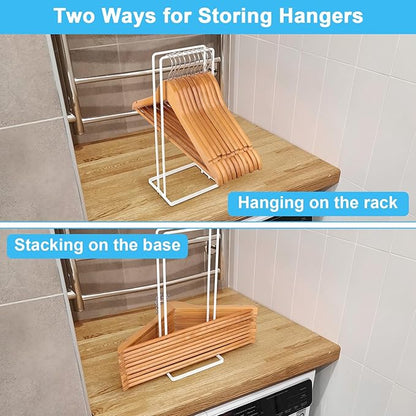 Hanger Holder Stand Clothes Hanger Organizer for Home Organization, Hangers Stackers RV Rack Stand Caddy for Velvet Felt Plastic Coat Hangers Adult Kids Pant Hangars Dorm Room Essentials, 2 Pack White