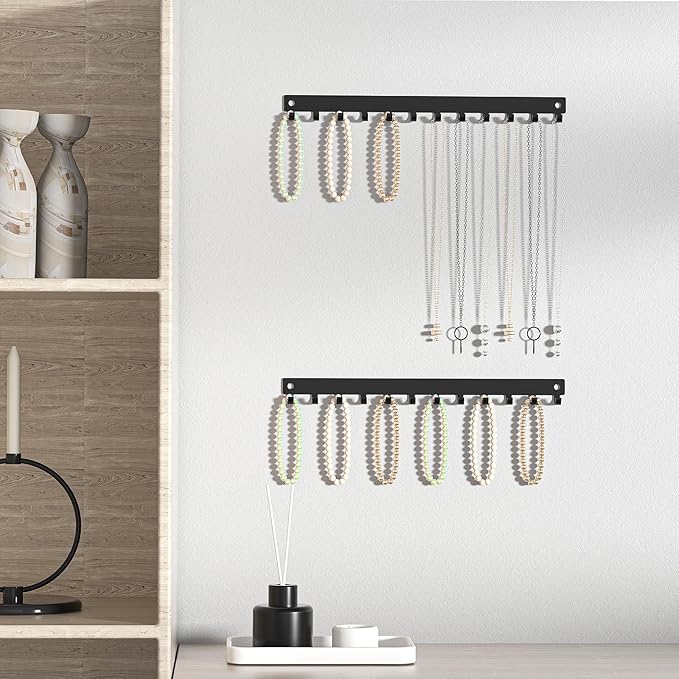 Necklace Holder and Organizer with 12 Hooks - Necklace Hanger for Wall