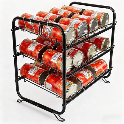 1pcs 3 Tier Can Rack Organizer, Cabinet Can Dispenser Storage Shelf - Heavy Duty Metal Wire Stackable Shelves for Pantry, Cabinet, Refrigerator Organization