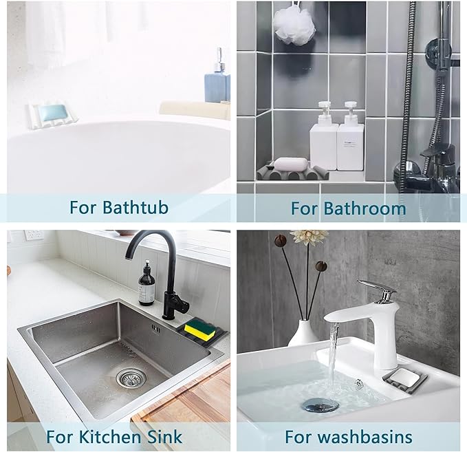 Silicone Soap Dish,Self Draining Soap Holder Perfect for Shower,Bathroom Sink,Kitchen Sink & Travel,Non-Slip Bar Soap Holder Extend Soap Life,Keep Soap Bars Dry & Easy Cleaning (White+Black)-2Pcs