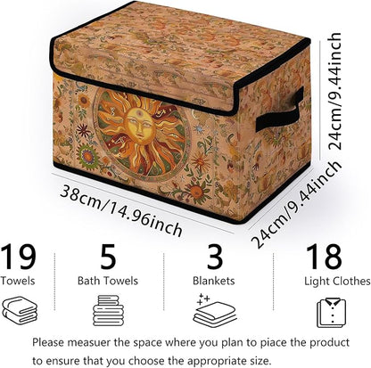 Stackable Clothes Storage Bins with Lids,Closet Organizers Fabric Box for Home and Office,Blanket Clothes Organizers,Under Bed Storage Containers 3 Pack(Sun).