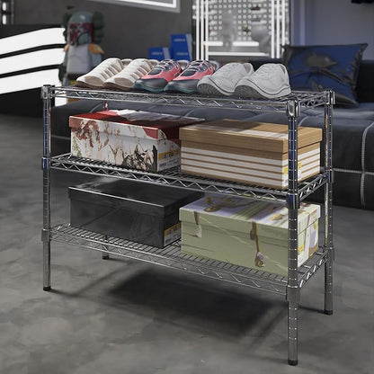 14" Deep x 36" Wide x 27" Height Wire Shelving Kit | 3-Tier | NSF Commercial Storage Rack Unit