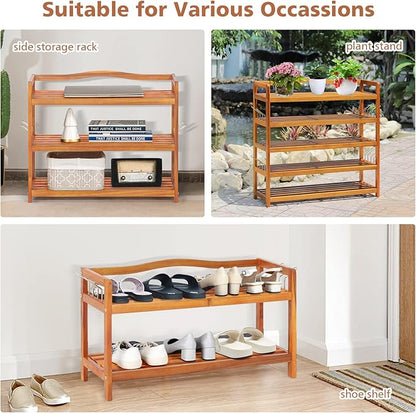 HAPPYGRILL Shoe Rack 5-Tier Entryway Shoe Shelf Acacia Wood Storage Organizer Free Standing Shelves