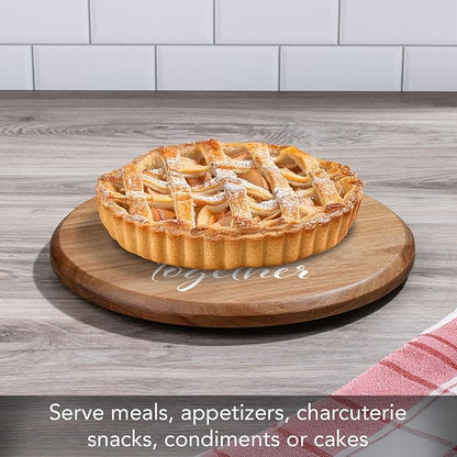CounterArt Gather Together Round Natural Wood Lazy Susan Turntable 14" Diameter Condiment Caddy, Cheese Server, Cake Plate, Spice Organization