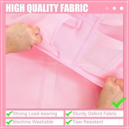 Windyun 40 Over the Door Shoe Organizer Large Breathable Mesh Pockets Pink Hanging Shoe Rack for Closet Behind Door Hanger Storage Holder Nonslip Hooks for Women Entryway Bedroom Utility Room
