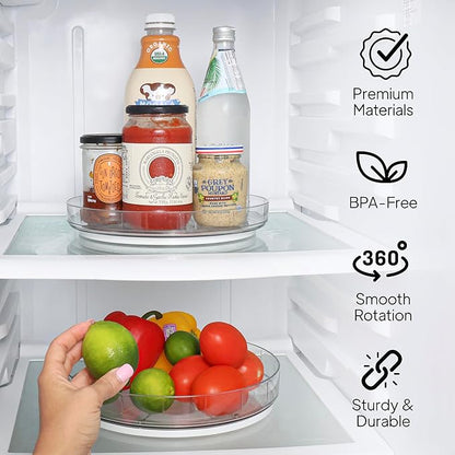 NOSTALGIQ 3-Pack Lazy Susan Organizer | Rotating Pantry Organizers and Storage | Clear Lazy Susan for Table Top, Cabinet Organizer, Perfume Organizer, Spice Rack Organizer (9", 10", 11")