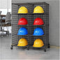 Stackable Safety Helmet Storage Boxes, Large Adjustable Hard Hat Placement Organizer Rack with Wheels for Construction Site/Garage/Workshop/Factory Helmet Display Shelf (2 * 4)