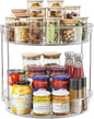 LAMU 12inch 2 Tier Lazy Susan Turntable Organizer Rotating Spice Rack Organization for Cabinet, Kitchen, Pantry, Countertop, Bathroom, Vanity, Medicine Cabinet Organizer, Clear