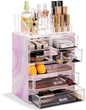 Sorbus Acrylic Makeup Organizer Set, 7-Drawer Vanity & Countertop Cosmetic Storage with Small & Wide Compartments, Tie Dye Makeup Storage for Brushes, Jewelry – Holiday Gift for Women & Teens