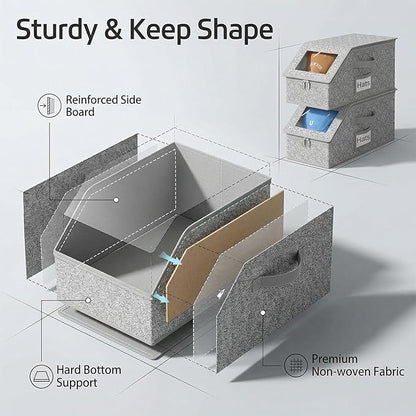Stackable Hat Storage Organizer – 2-Pack Clear Window Cap Box, Holds 24 Baseball Caps, Snapbacks & Beanies, Grey Fabric