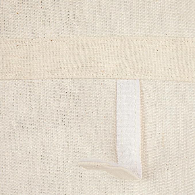 Household Essentials Over the Door Cotton Blend Cap and Hat Organizer with 15 Velcro Hangers, Natural